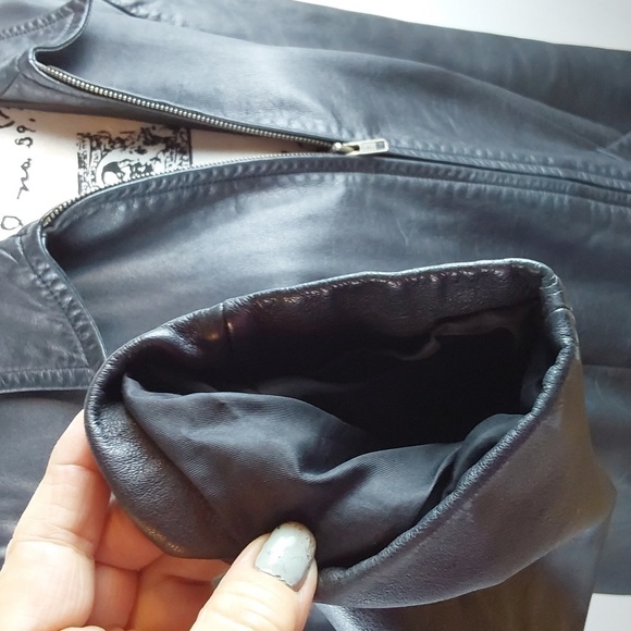 Lauren Ralph Lauren- Womens Black Leather luxury Coat Minimalist Neutral Sz.1X - Picture 11 of 12